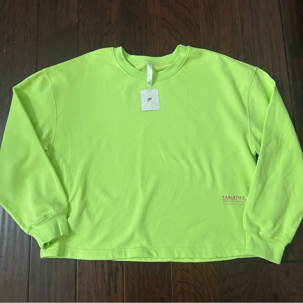 Fabletics Vibrant Lime Green Crop Sweatshirt Top